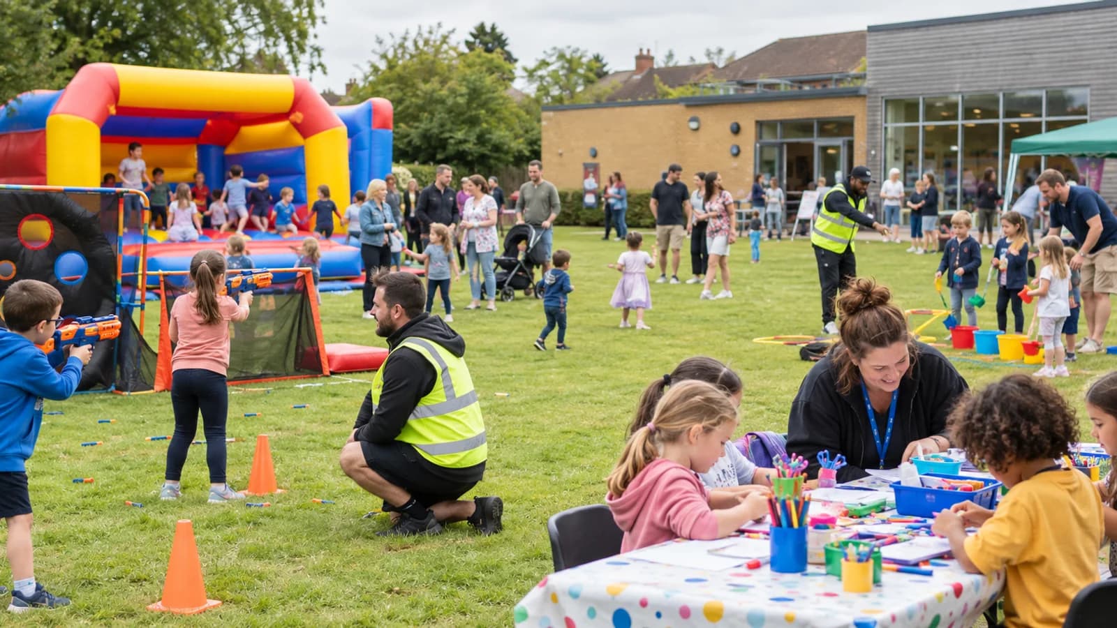 Families enjoying a community fun day